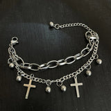 Punk Titanium Steel Cross Bracelet Couple Bracelets Hip-hop Accessories