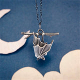 Punk Tree Branch Bat Pendant Necklace Hip Hop Halloween Couple Gift