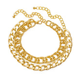 Punk Thick Chain Anklet for Women Double Layer Bracelet Jewelry