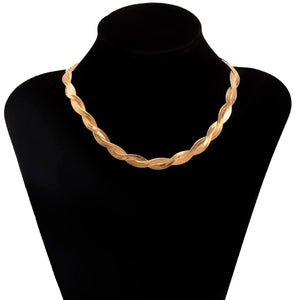 Punk Twisted Snake Chain Necklace for Women, Copper Choker Jewelry