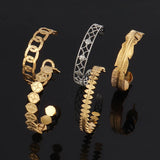 Punk Vintage Bracelet for Women Stainless Steel Bangle Cuff Leaf Charms
