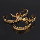 Punk Vintage Bracelet for Women Stainless Steel Bangle Cuff Leaf Charms
