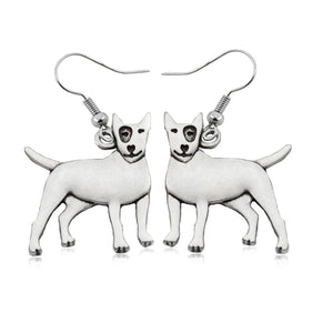 Vintage Bull Terrier Dog Drop Earrings Boho Dangle Earrings