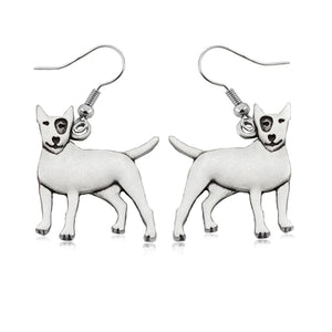 Vintage Bull Terrier Dog Drop Earrings Boho Dangle Earrings