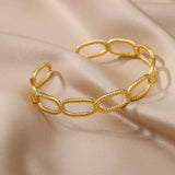 Vintage Geometric O Chain Bangle Stainless Steel Cuff Bracelet