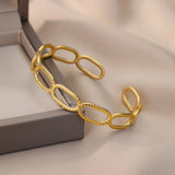 Vintage Geometric O Chain Bangle Stainless Steel Cuff Bracelet