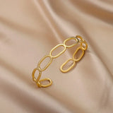Vintage Geometric O Chain Bangle Stainless Steel Cuff Bracelet