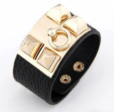 Punk Circular Leather Bracelet Red Rivet Stud Wide Cuff Gothic Rock Unisex