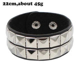 Punk Circular Leather Bracelet Red Rivet Stud Wide Cuff Gothic Rock Unisex
