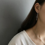 925 Silver Circle Geometric Tassel Long Earrings