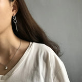 925 Silver Circle Geometric Tassel Long Earrings