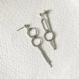 925 Silver Circle Geometric Tassel Long Earrings