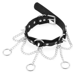 Punk Spike Leather Choker Necklace for Women