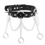 Punk Spike Leather Choker Necklace for Women