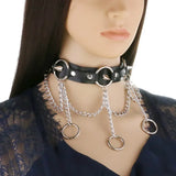Punk Spike Leather Choker Necklace for Women