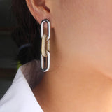 Punk Chain Hoop Earrings with Stone