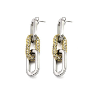 Punk Chain Hoop Earrings with Stone
