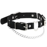 Punk Heart Chain Pendant Choker Leather Necklace