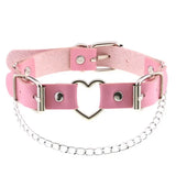 Punk Heart Chain Pendant Choker Leather Necklace