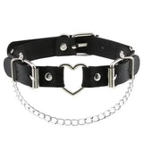 Punk Heart Chain Pendant Choker Leather Necklace