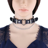 Punk Heart Chain Pendant Choker Leather Necklace