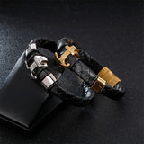 Men's Retro Anchor Leather Bracelet, Punk Jewelry