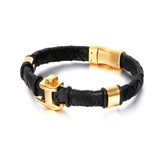 Men's Retro Anchor Leather Bracelet, Punk Jewelry