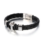 Men's Retro Anchor Leather Bracelet, Punk Jewelry
