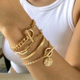 Punk Metal Hollow Chain Bracelet for Female Party Hip-Hop Jewelry