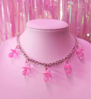 Punk Pink Pacifier Necklace for Infants