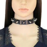 Punk Rivet Spike Leather Collar Sexy Choker Necklace