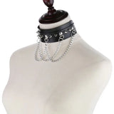 Punk Rivet Spike Leather Choker Necklace for Women