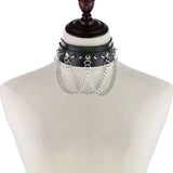 Punk Rivet Spike Leather Choker Necklace for Women
