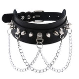 Punk Rivet Spike Leather Choker Necklace for Women