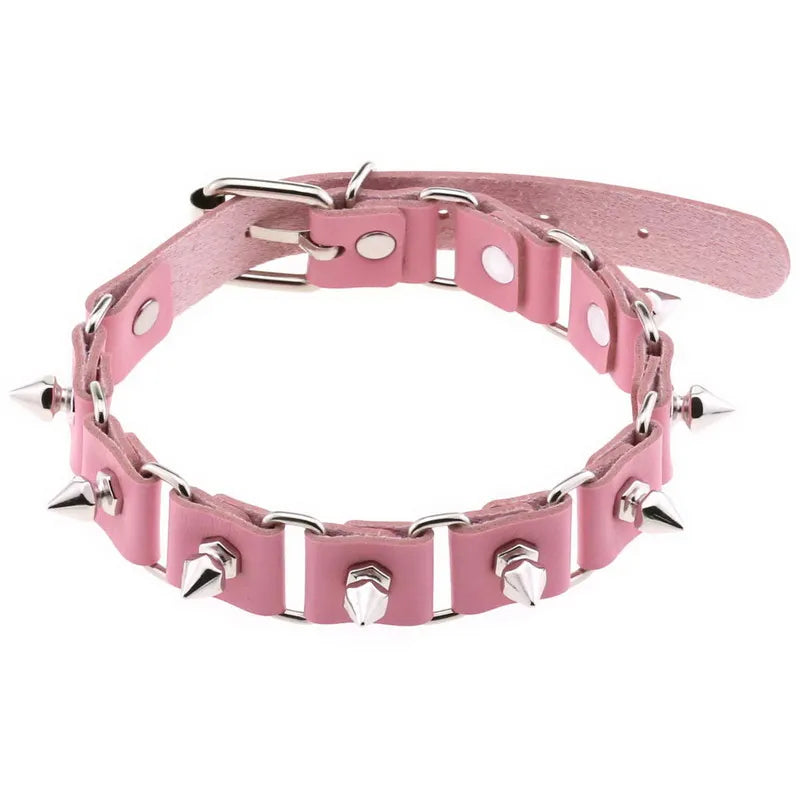 Punk Rivet Spike Leather Collar Sexy Choker Necklace