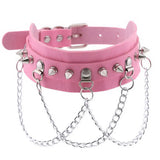 Punk Rivet Spike Leather Choker Necklace for Women