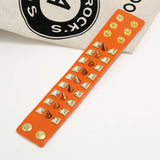 Punk Rock Men Bracelet Three Row Spikes Rivet Wide Cuff Gothic Bangle