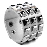Punk Rock Men Bracelet Three Row Spikes Rivet Wide Cuff Gothic Bangle