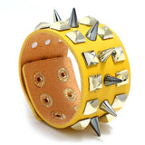 Punk Rock Men Bracelet Three Row Spikes Rivet Wide Cuff Gothic Bangle