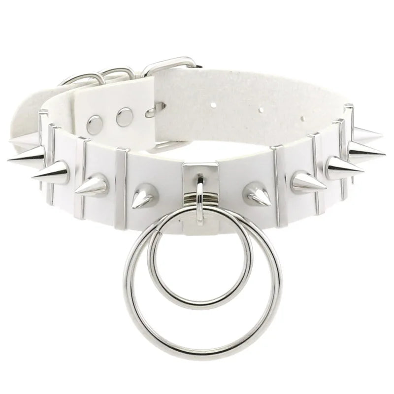 Punk Spike Rivet Leather Collar Choker Necklace for Women