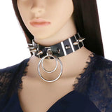 Punk Spike Rivet Leather Collar Choker Necklace for Women