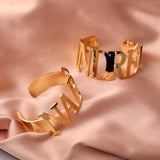 Punk Stainless Steel Big Bracelet Women Golden Jewelry Christmas Metal