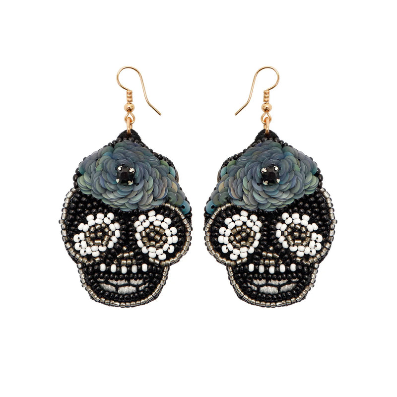 Hand-woven Bead Skull Ghost Earrings