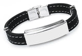 Punk Hand-Made Car Line Bracelet Stainless Steel Silicone Couple Jewelry