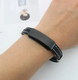 Punk Hand-Made Car Line Bracelet Stainless Steel Silicone Couple Jewelry