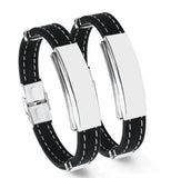 Punk Hand-Made Car Line Bracelet Stainless Steel Silicone Couple Jewelry