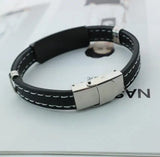 Punk Hand-Made Car Line Bracelet Stainless Steel Silicone Couple Jewelry