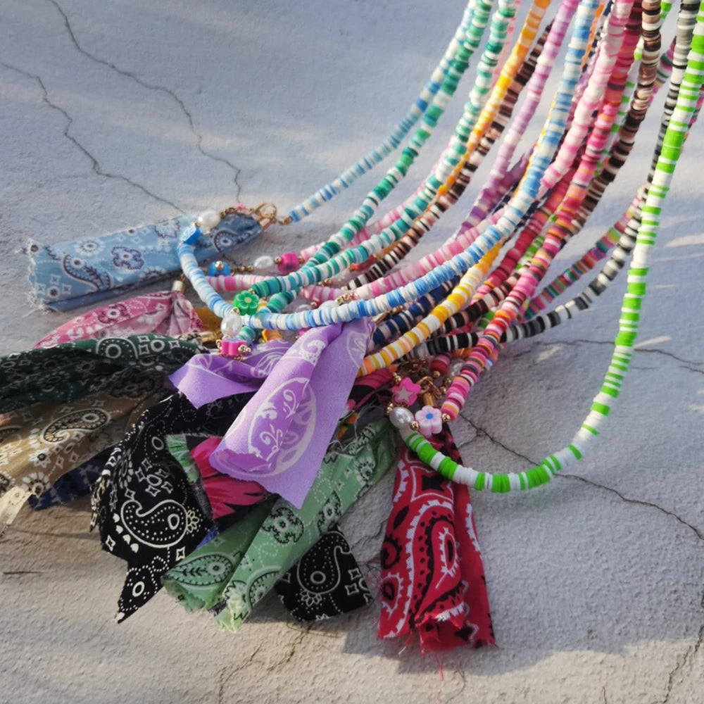 Punki Rope Print Bandana Necklace Beach Cloth Pendant Jewelry