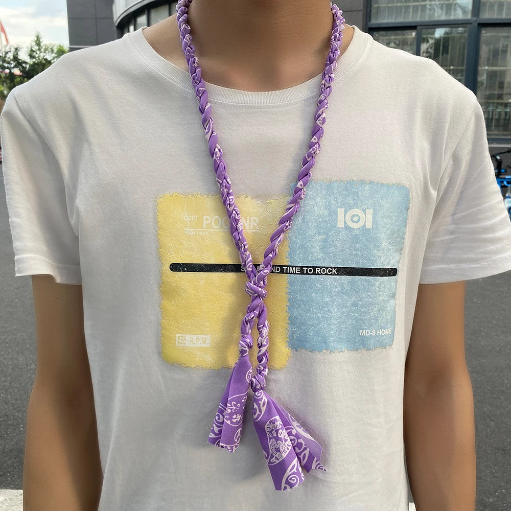 Punki Rope Print Bandana Necklace Beach Cloth Pendant Jewelry