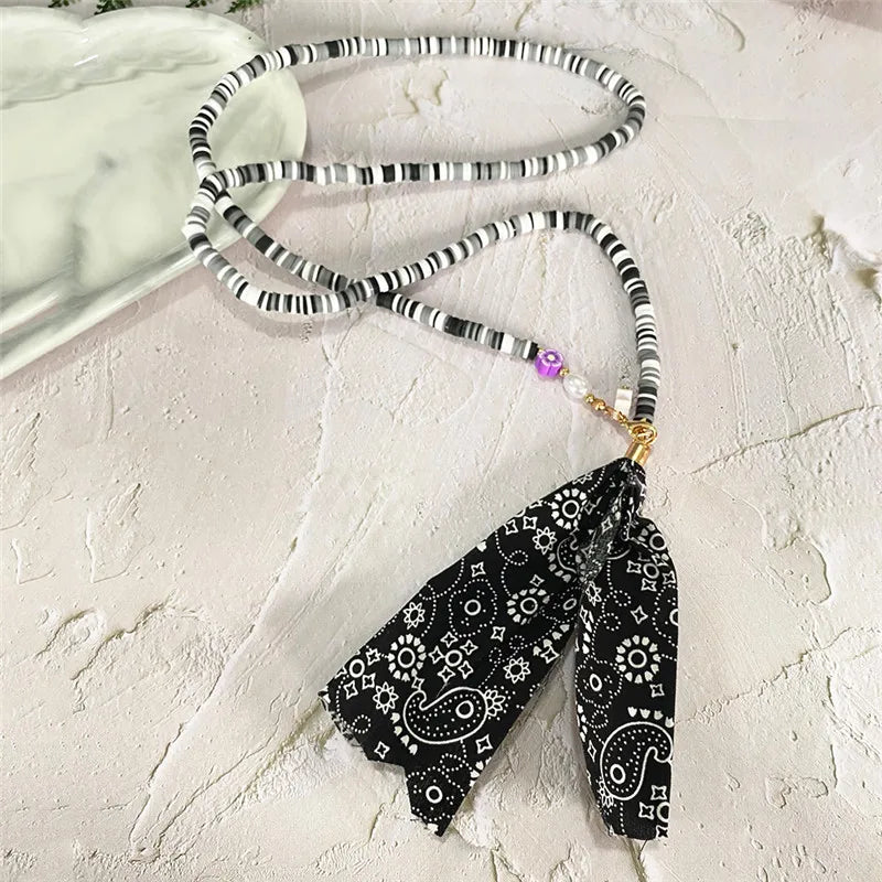 Punki Rope Print Bandana Necklace Beach Cloth Pendant Jewelry